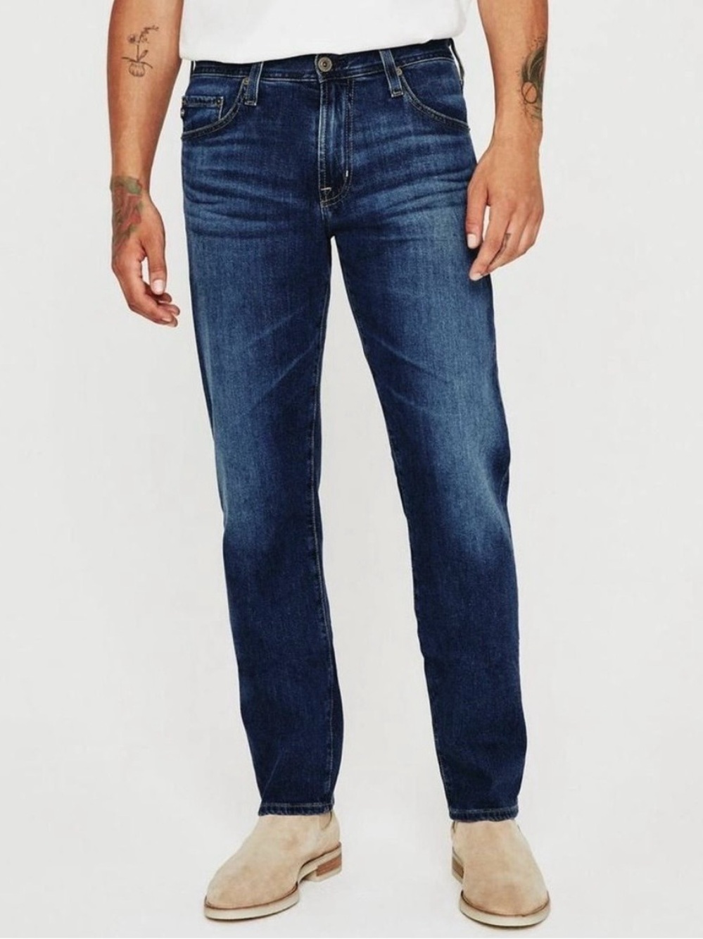 AG Adriano Goldschmied Men Graduate Tailored Leg Medium Dark Wash Jeans